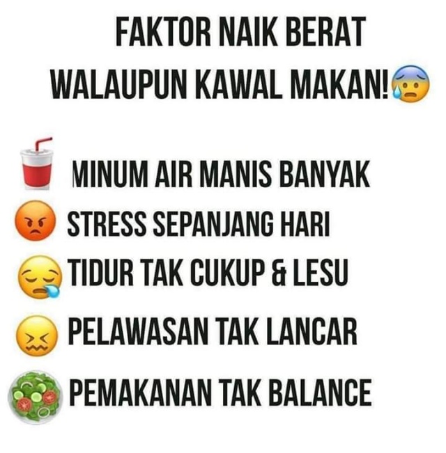 5 Punca Naik Berat Badan Walaupun Kawal Makan