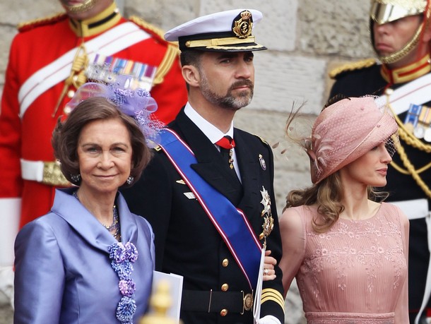 Queen Sofia of Spain Prince Felipe of Spain and Princess Letizia of Spain