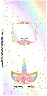 Unicornio y Arco Iris: Etiquetas para Candy Bar para Imprimir Gratis. 