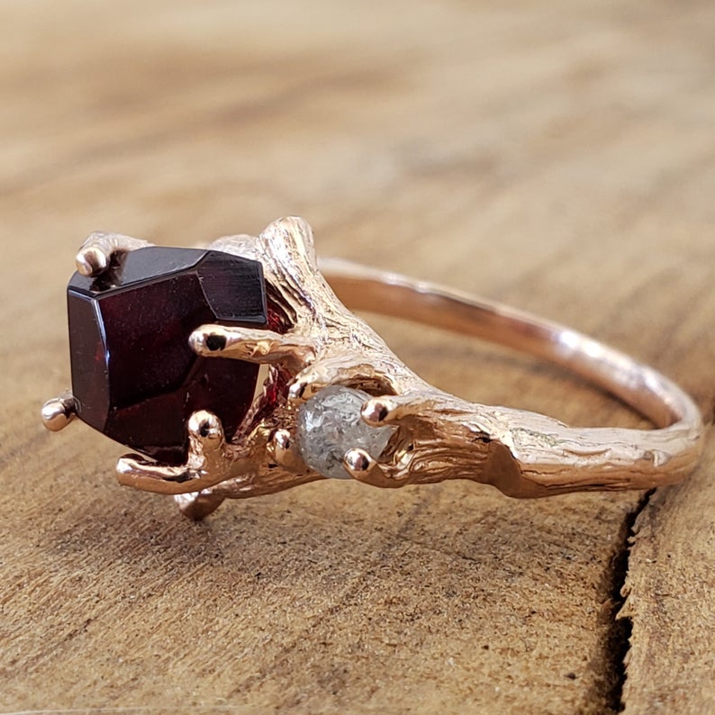 Solid Gold Rustic Treasure Ring - Handmade - British Designer -  pretty-wild-jewellery