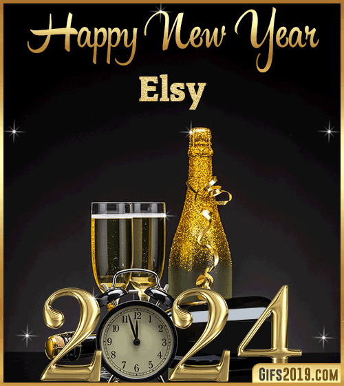 Champagne Bottles Glasses New Year 2024 gif for Elsy