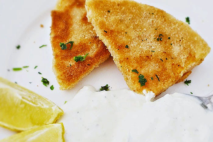 Kürbisschnitzel mit Knoblauchsauce