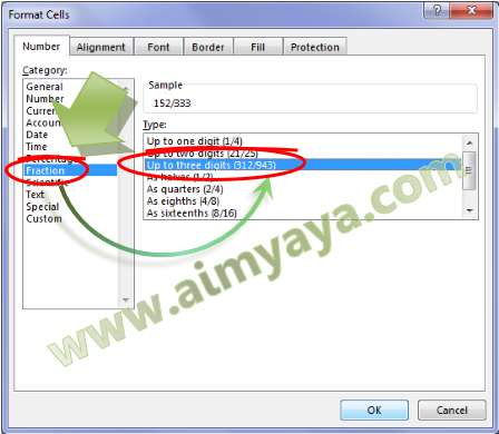  Gambar: Memilih Format Pecahan tiga digit