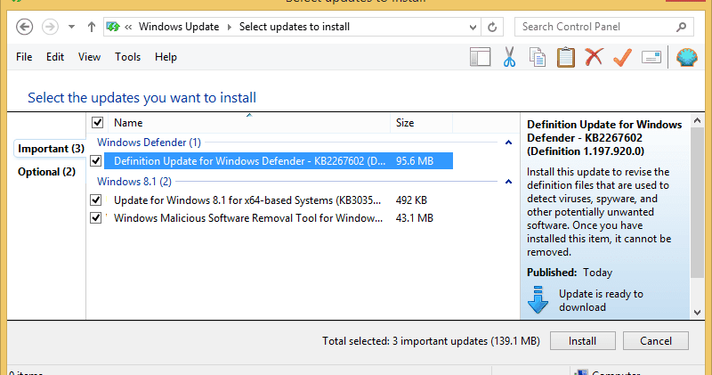 Installer Windows Defender Win8 Gallery