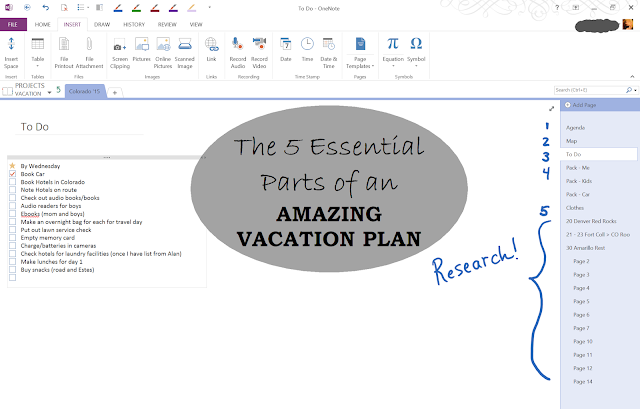 productivity, planning, vacation, vacation plan, Microsoft OneNote, planner