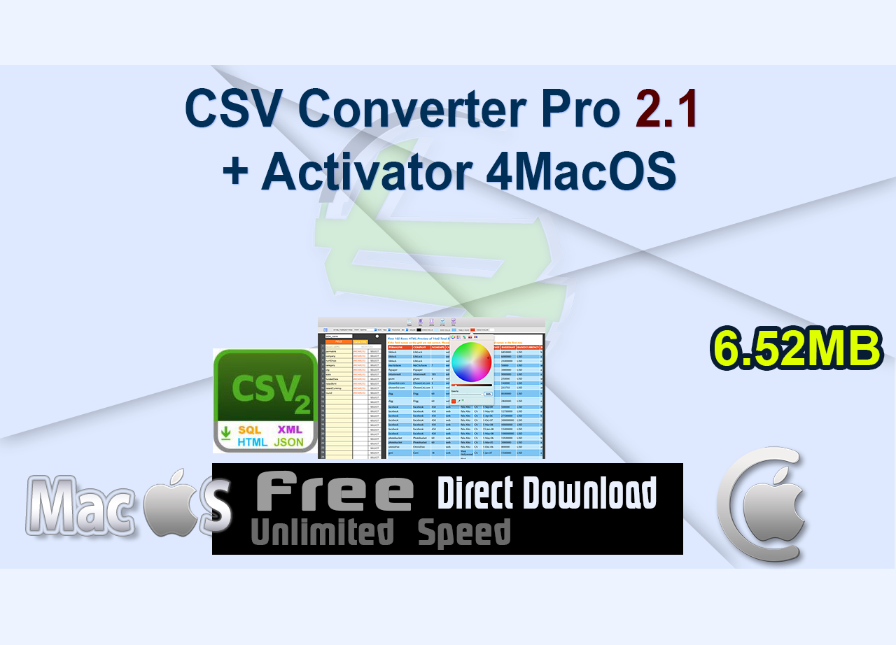 CSV Converter Pro 2.1 + Activator 4MacOS
