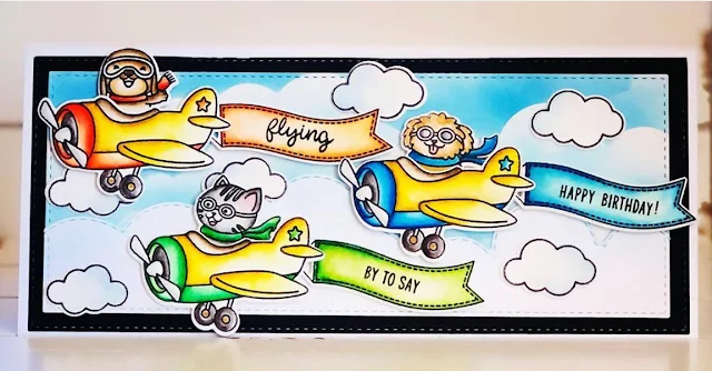 Sunny Studio Stamps: Plane Awesome Customer Card by Yaya