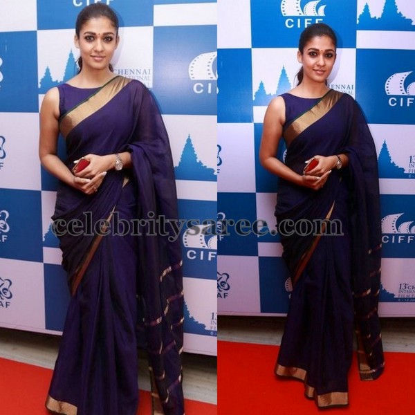 Nayantara Navy Blue saree