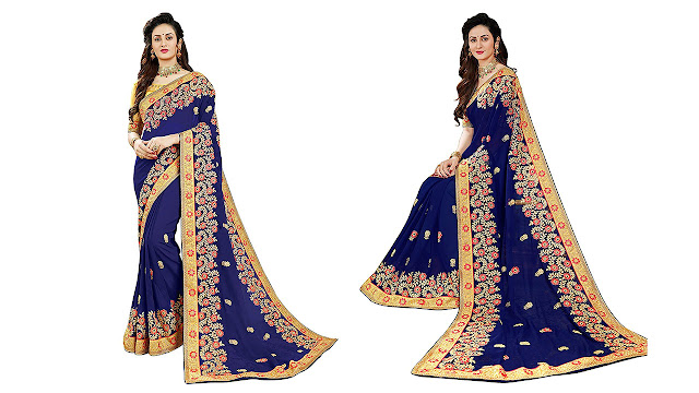 Manohari Designer Blue Georgette Saree