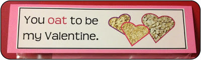 "You 'oat' to be my Valentine." Free printable for candy-free Valentine. ~ Life in Random Bits