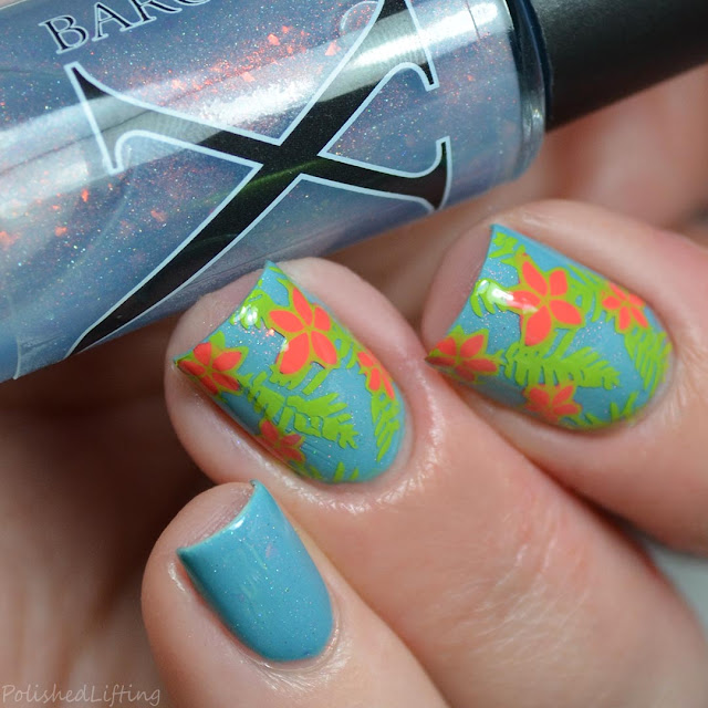 tropical flower unicorn pee nail art