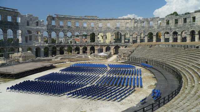 View across middle of Pula Arena 