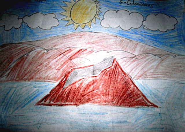 Taal Volcano - color pencil drawing