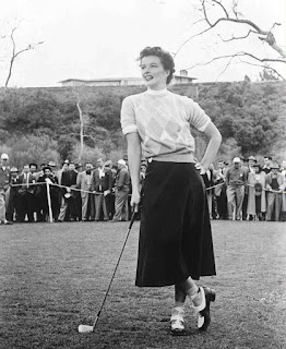 Katharine Hepburn playing golf in the 1952 film Pat and Mike