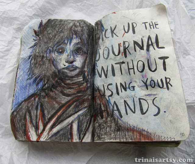 Wreck this Journal -  Pick up the journal without using your Edward Scissor hands