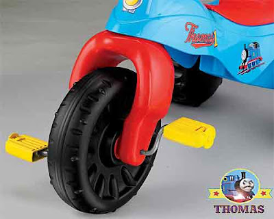 Ride on toy sturdy tires rugged tread for off road ridding cartoon character Thomas the train engine