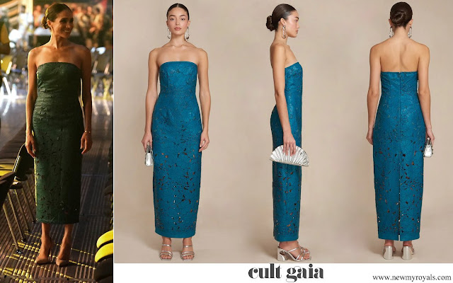 Meghan Markle wore Cult Gaia Raylene Strapless Cutout Embroidered Gown