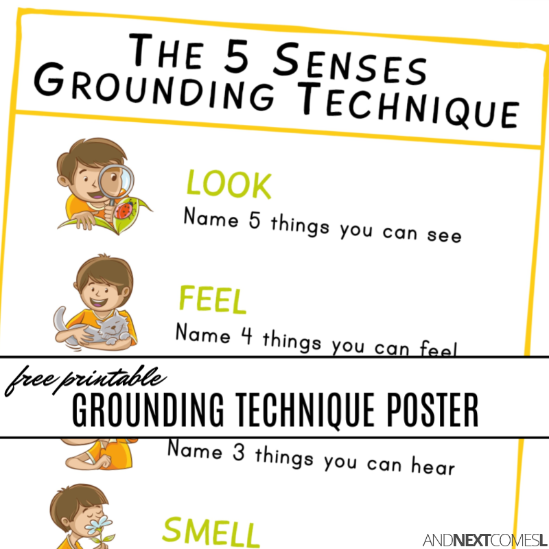 Free Printable 5 Senses Grounding Technique Poster And Next Comes L Hyperlexia Resources