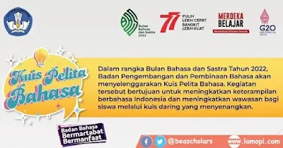 Pendaftaran Kuis Pelita Bahasa Tahun 2022 Untuk Pelajar SMP/Mts dan SMA/SMK/MA Sederajat