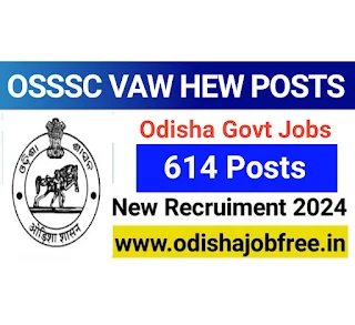 OSSSC VAW & HEW Recruitment 2024 Apply Online 614 Posts odishajobfree.in