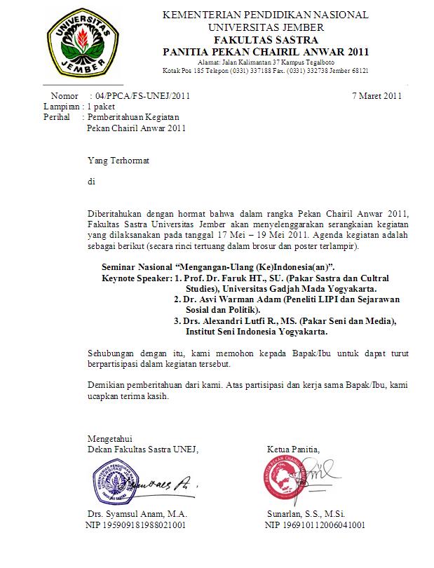 Contoh Surat Pemberitahuan Kegiatan Resmi - ContohSuratmu.com