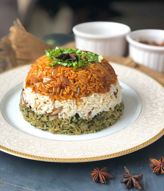 Layered Vegetable Tricolor Biryani