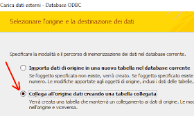 Collega all'origine dati creando una tabella collegata