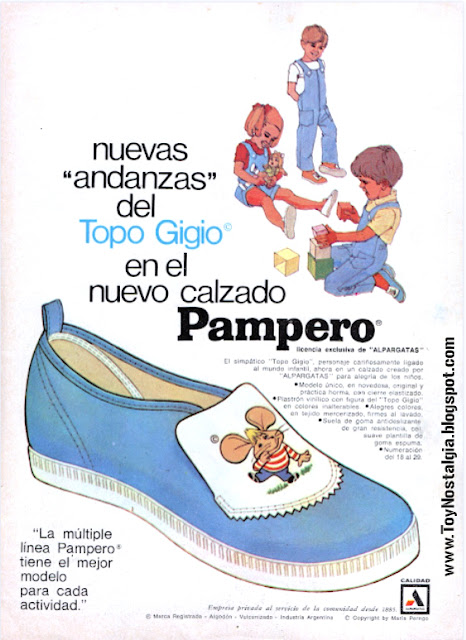 PAMPERO "Topo Gigio" - Calzado y zapatillas ALPARGATAS (publicidades argentinas juguetes, golosinas y útiles)