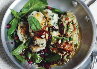 Fish kofta with eggplant salad