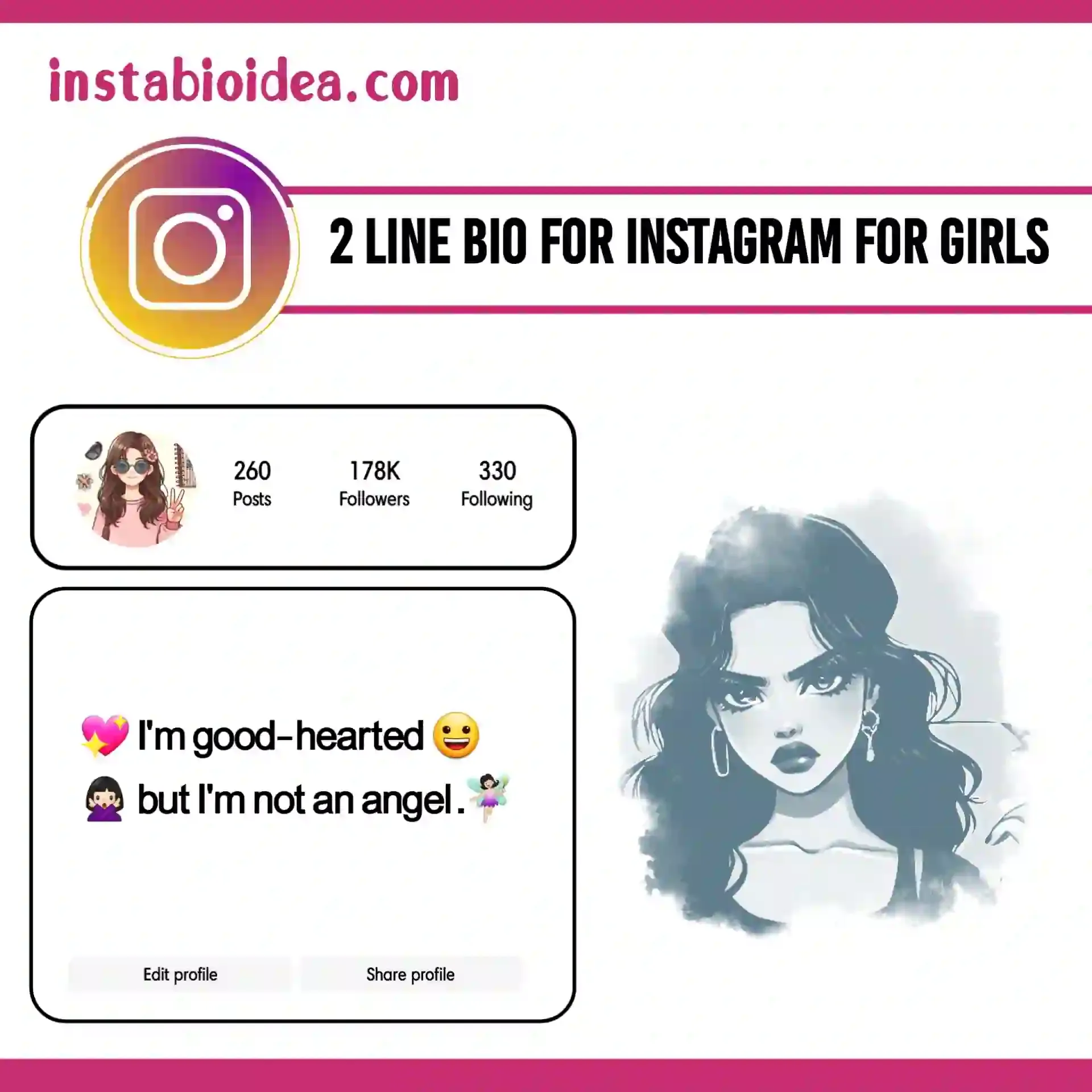 2 line bio for instagram for girls image