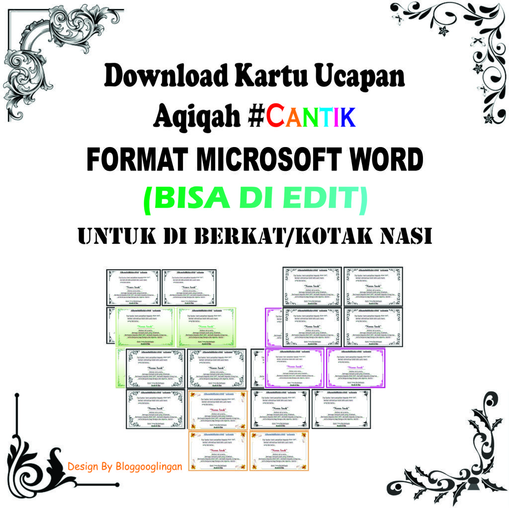 Download Contoh Kartu Ucapan Aqiqah #CANTIK (Versi Word 
