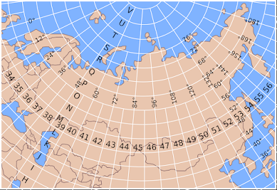 Разграфка на листы миллионной карты территории СССР