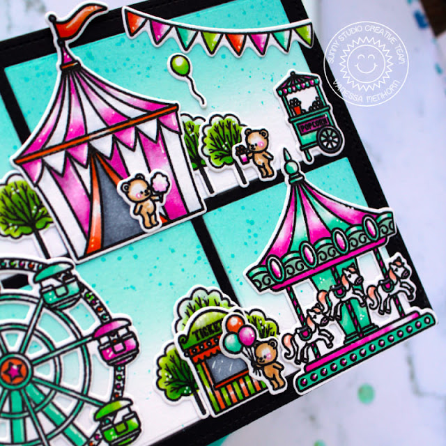Sunny Studio Stamps: Country Carnival Card by Vanessa Menhorn (featuring Comic Strip Speech Bubble Dies, Balloon Rides)