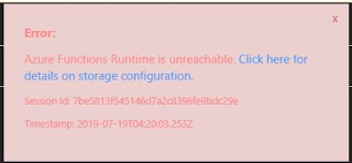 Azure Functions Runtime is unreachable