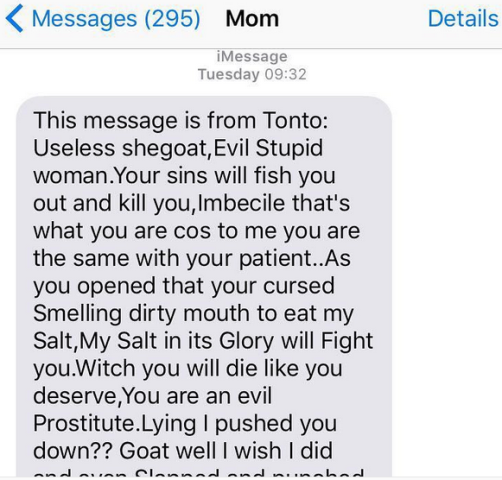 OAP Lara Olubo shares vile text message Tonto Dikeh allegedly sent to Churchill's mum