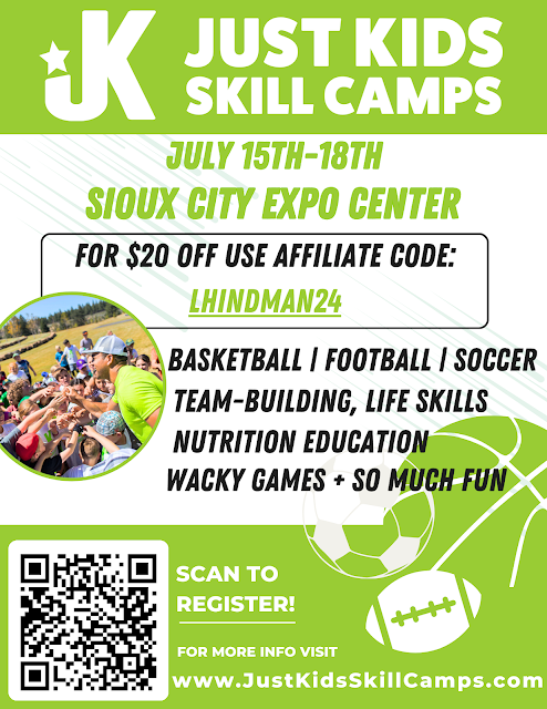 flyer with information about the Sioux City Just Kids Skills Camp by Jordan Kent