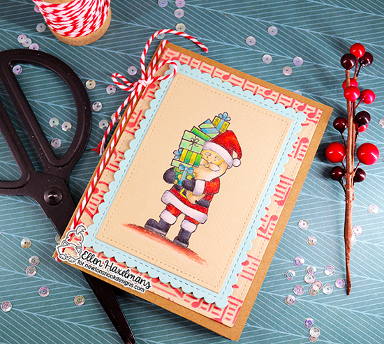 Santa Card by Ellen Haxelmans | Dear Santa Stamp set, Music Stencil and Framework Die Set by Newton's Nook Designs #newtonsnook #handmade