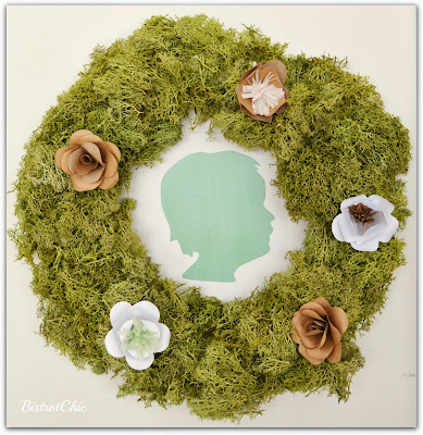 Silhouette Wreath with moss and paper flowers from BistrotChic