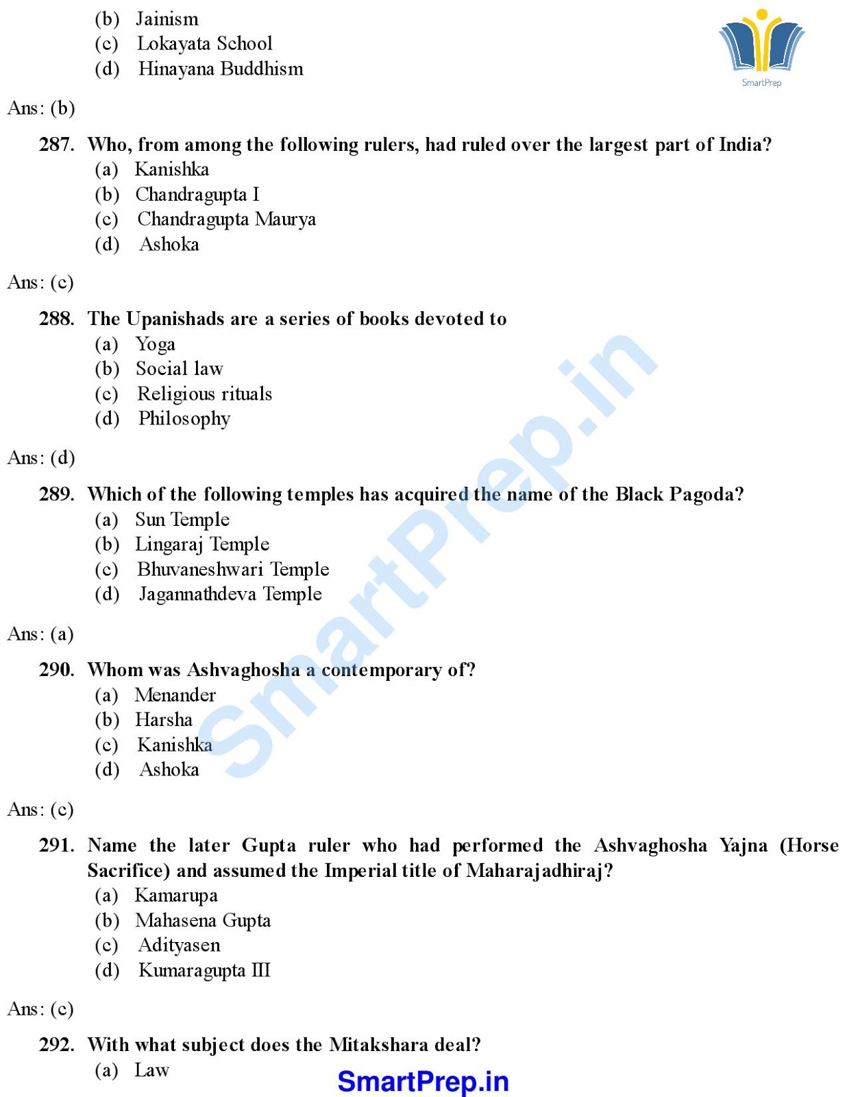 KNOWLEDGE FOR ALL: MCQs 1500 INDIAN HISTORY OBJECTIVE PRACTICE ... - 1500 InDian History Objective Practice Questions Answers SmartPrep Page 052