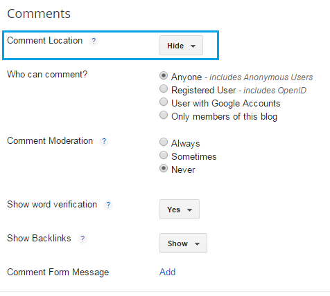 How to enable or disable comments in blogger | 101helper blogger