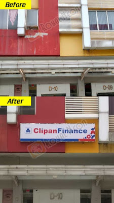 Pemasangan reklame neon box CLIPAN FINANCE, SUMMARECON BEKASI.