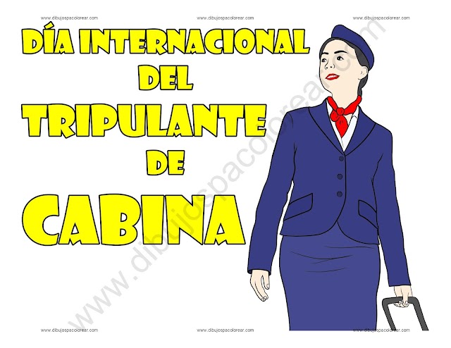 Día Internacional del Tripulante de Cabina dibujo a color y para colorear