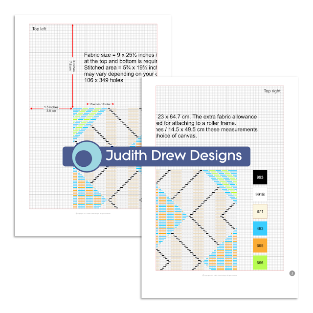 Sample pages of Neon diamonds pdf pattern and instructions download by Judith Drew Designs.