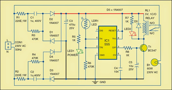 Automatic On and Off Lamp - Electronic Projects, Power Supply Circuits, Circuit Diagram symbols ...