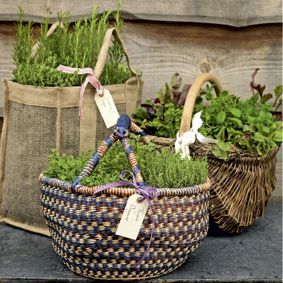 interesting flower pot ideas Herb Garden Basket Idea | 550 x 550