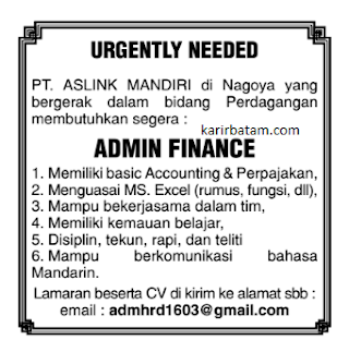 Lowongan Kerja PT. Aslink Mandiri Nagoya (Januari 2021)
