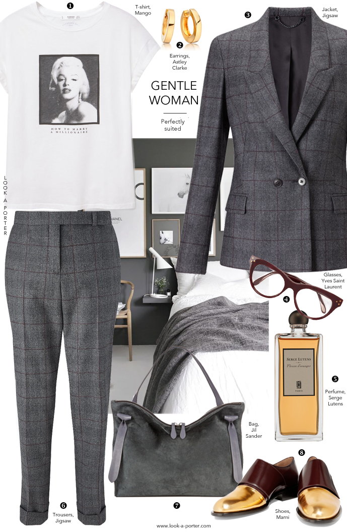 Boy meets girl... Ideas of styling a grey suit for many occasions featuring Jigsaw, Marni, Jil Sander, YSL, Mango at www.look-a-porter.com style & fashion blog / outfit inspiration delivered daily