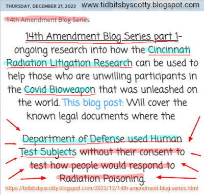 14th Amendment Blog Series part 1- ongoing research into how the Cincinnati Radiation Litigation Research can be used to help those who are unwilling participants in the Covid Bioweapon that was unleashed on the world.