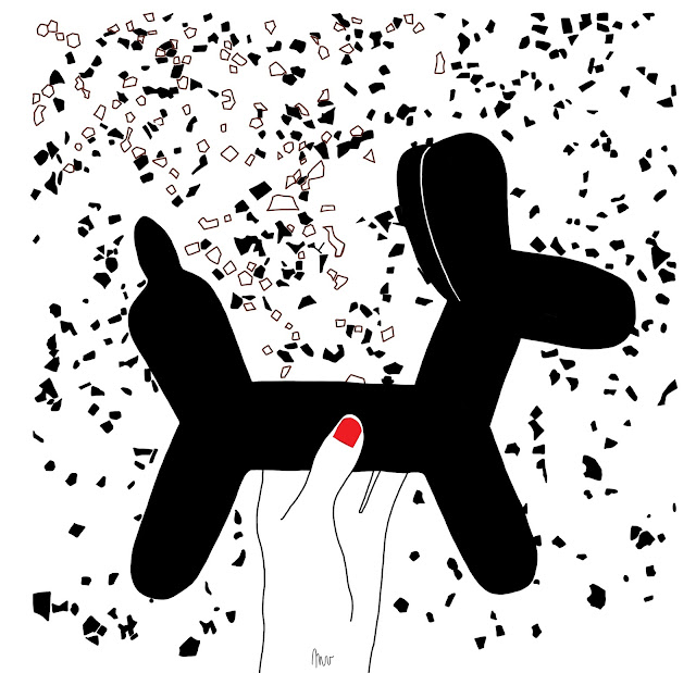 koons, jeff koons, main, vernis, vernis rouge, noir, rouge, marron, illustration, dessin, drawing, margaux valluet, sculpture