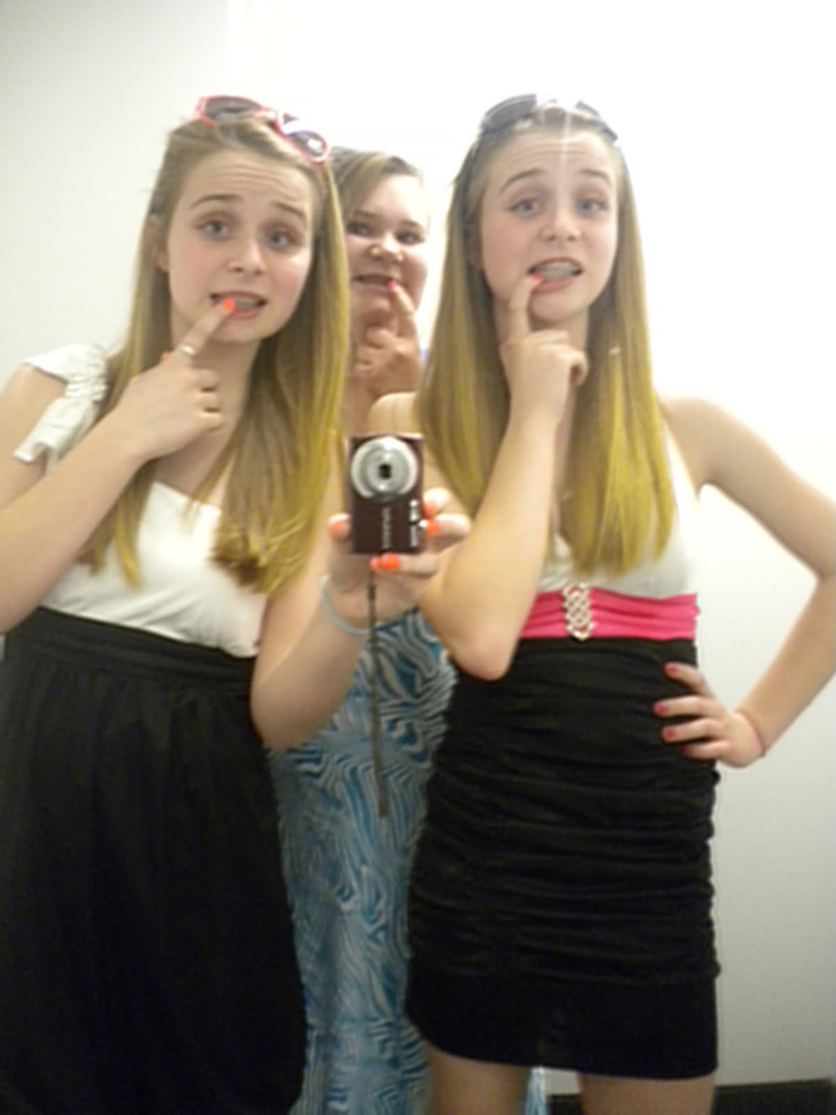 kylie, lauren, and i trying on prom dresses!